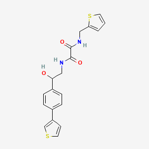 molecular formula C19H18N2O3S2 B2654116 N1-(2-hydroxy-2-(4-(thiophen-3-yl)phenyl)ethyl)-N2-(thiophen-2-ylmethyl)oxalamide CAS No. 2034492-39-0