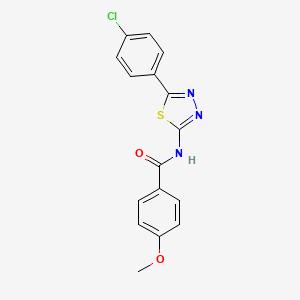 molecular formula C16H12ClN3O2S B2654117 N-[5-(4-氯苯基)-1,3,4-噻二唑-2-基]-4-甲氧基苯甲酰胺 CAS No. 104830-79-7