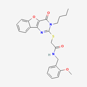 molecular formula C24H25N3O4S B2654131 2-[(3-丁基-4-氧代-3,4-二氢[1]苯并呋喃[3,2-d]嘧啶-2-基)硫代]-N-(2-甲氧基苄基)乙酰胺 CAS No. 899754-40-6