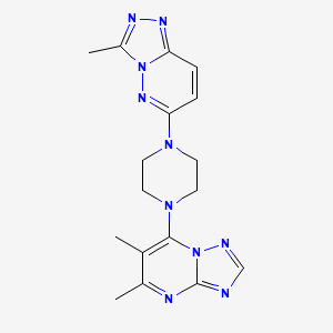 molecular formula C17H20N10 B2654132 5,6-Dimethyl-7-[4-(3-methyl-[1,2,4]triazolo[4,3-b]pyridazin-6-yl)piperazin-1-yl]-[1,2,4]triazolo[1,5-a]pyrimidine CAS No. 2380176-40-7