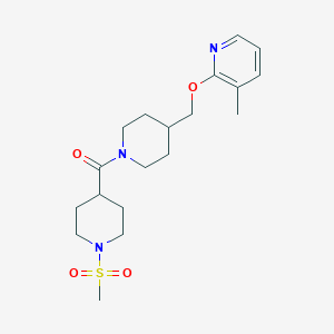 molecular formula C19H29N3O4S B2654134 [4-[(3-Methylpyridin-2-yl)oxymethyl]piperidin-1-yl]-(1-methylsulfonylpiperidin-4-yl)methanone CAS No. 2380042-46-4