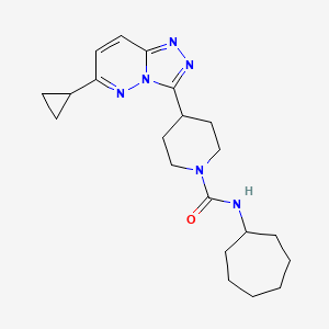 molecular formula C21H30N6O B2654136 N-环庚基-4-{6-环丙基-[1,2,4]三唑并[4,3-b]哒嗪-3-基}哌啶-1-甲酰胺 CAS No. 2197524-63-1