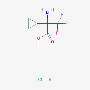 molecular formula C7H11ClF3NO2 B2654140 Methyl 2-amino-2-cyclopropyl-3,3,3-trifluoropropanoate;hydrochloride CAS No. 2248390-84-1
