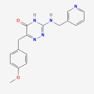 molecular formula C17H17N5O2 B2654141 6-(4-甲氧基苄基)-3-((吡啶-3-基甲基)氨基)-1,2,4-三嗪-5(4H)-酮 CAS No. 905780-93-0