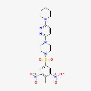 molecular formula C20H25N7O6S B2654157 3-(4-((4-Methyl-3,5-dinitrophenyl)sulfonyl)piperazin-1-yl)-6-(piperidin-1-yl)pyridazine CAS No. 886892-32-6