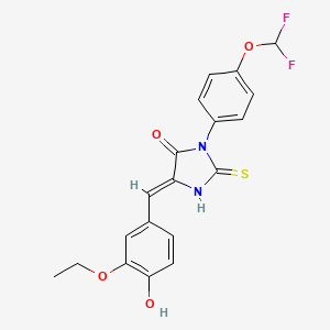 molecular formula C19H16F2N2O4S B2654172 (5Z)-3-[4-(difluoromethoxy)phenyl]-5-[(3-ethoxy-4-hydroxyphenyl)methylidene]-2-sulfanylideneimidazolidin-4-one CAS No. 723331-99-5