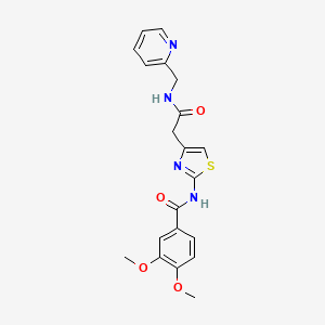 molecular formula C20H20N4O4S B2654174 3,4-二甲氧基-N-(4-(2-氧代-2-((吡啶-2-基甲基)氨基)乙基)噻唑-2-基)苯甲酰胺 CAS No. 921544-15-2