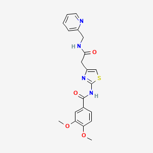 molecular formula C20H20N4O4S B2654174 3,4-dimethoxy-N-(4-(2-oxo-2-((pyridin-2-ylmethyl)amino)ethyl)thiazol-2-yl)benzamide CAS No. 921544-15-2