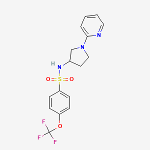 molecular formula C16H16F3N3O3S B2654179 N-(1-(pyridin-2-yl)pyrrolidin-3-yl)-4-(trifluoromethoxy)benzenesulfonamide CAS No. 1788783-67-4