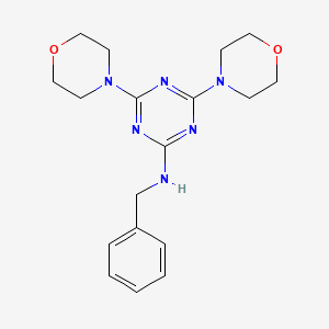 molecular formula C18H24N6O2 B2654180 Benzyl-(4,6-di-morpholin-4-yl-[1,3,5]triazin-2-yl)-amine CAS No. 51304-99-5