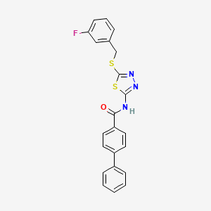 molecular formula C22H16FN3OS2 B2654182 N-(5-((3-氟苄基)硫代)-1,3,4-噻二唑-2-基)-[1,1'-联苯]-4-甲酰胺 CAS No. 392317-42-9