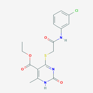 molecular formula C16H16ClN3O4S B2654187 ethyl 4-[2-(3-chloroanilino)-2-oxoethyl]sulfanyl-6-methyl-2-oxo-1H-pyrimidine-5-carboxylate CAS No. 946354-68-3