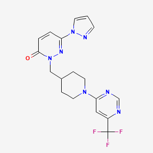 molecular formula C18H18F3N7O B2654189 6-(1H-pyrazol-1-yl)-2-({1-[6-(trifluoromethyl)pyrimidin-4-yl]piperidin-4-yl}methyl)-2,3-dihydropyridazin-3-one CAS No. 2097895-42-4