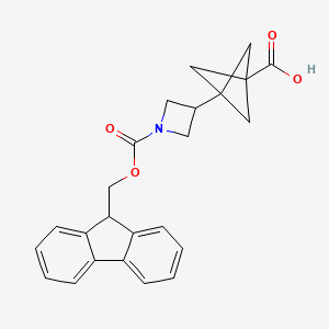 molecular formula C24H23NO4 B2654192 3-[1-(9H-Fluoren-9-ylmethoxycarbonyl)azetidin-3-yl]bicyclo[1.1.1]pentane-1-carboxylic acid CAS No. 2580239-45-6