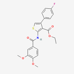 molecular formula C22H20FNO5S B2654207 2-(3,4-二甲氧基苯甲酰氨基)-4-(4-氟苯基)噻吩-3-羧酸乙酯 CAS No. 304683-58-7