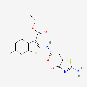 Ethyl 2-(2-(2-imino-4-oxothiazolidin-5-yl)acetamido)-6-methyl-4,5,6,7-tetrahydrobenzo[b]thiophene-3-carboxylate