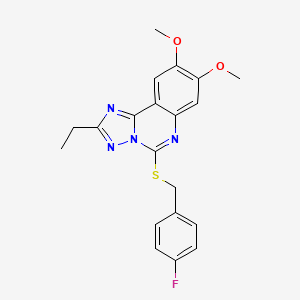 molecular formula C20H19FN4O2S B2654210 2-Ethyl-5-{[(4-fluorophenyl)methyl]sulfanyl}-8,9-dimethoxy-[1,2,4]triazolo[1,5-c]quinazoline CAS No. 1221715-40-7