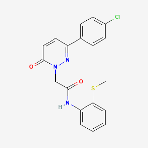 molecular formula C19H16ClN3O2S B2654214 2-(3-(4-氯苯基)-6-氧代哒嗪-1(6H)-基)-N-(2-(甲硫基)苯基)乙酰胺 CAS No. 2097937-88-5