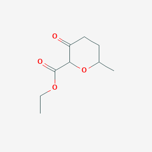 molecular formula C9H14O4 B2654218 ethyl 6-methyl-3-oxotetrahydro-2H-pyran-2-carboxylate CAS No. 115399-62-7