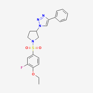 molecular formula C20H21FN4O3S B2654244 1-(1-((4-ethoxy-3-fluorophenyl)sulfonyl)pyrrolidin-3-yl)-4-phenyl-1H-1,2,3-triazole CAS No. 2034354-76-0