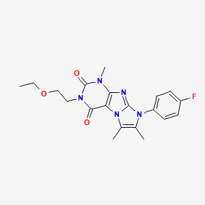 molecular formula C20H22FN5O3 B2654248 3-(2-ethoxyethyl)-8-(4-fluorophenyl)-1,6,7-trimethyl-1H-imidazo[2,1-f]purine-2,4(3H,8H)-dione CAS No. 887458-97-1