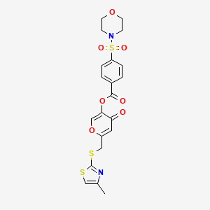 molecular formula C21H20N2O7S3 B2654259 6-(((4-methylthiazol-2-yl)thio)methyl)-4-oxo-4H-pyran-3-yl 4-(morpholinosulfonyl)benzoate CAS No. 898457-88-0