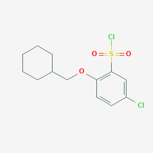 molecular formula C13H16Cl2O3S B2654269 5-氯-2-(环己基甲氧基)苯-1-磺酰氯 CAS No. 1545142-79-7
