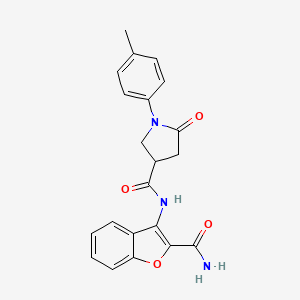 molecular formula C21H19N3O4 B2654270 N-(2-carbamoylbenzofuran-3-yl)-5-oxo-1-(p-tolyl)pyrrolidine-3-carboxamide CAS No. 886949-79-7