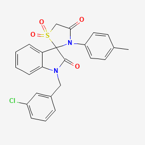 molecular formula C24H19ClN2O4S B2654276 1-[(3-Chlorophenyl)methyl]-3'-(4-methylphenyl)-1,2-dihydrospiro[indole-3,2'-[1lambda6,3]thiazolidine]-1',1',2,4'-tetrone CAS No. 941929-28-8