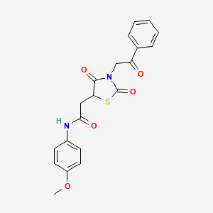 molecular formula C20H18N2O5S B2654294 2-(2,4-dioxo-3-(2-oxo-2-phenylethyl)thiazolidin-5-yl)-N-(4-methoxyphenyl)acetamide CAS No. 876721-84-5