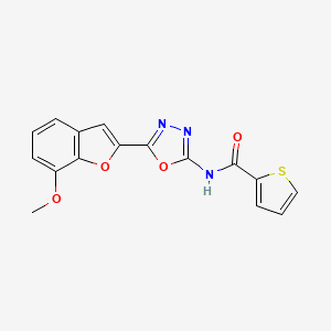 molecular formula C16H11N3O4S B2654295 N-(5-(7-methoxybenzofuran-2-yl)-1,3,4-oxadiazol-2-yl)thiophene-2-carboxamide CAS No. 922017-27-4