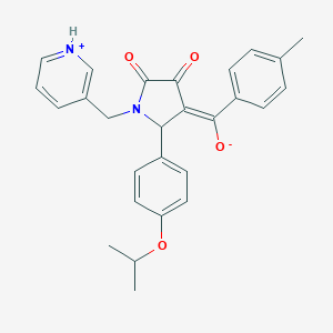 molecular formula C27H26N2O4 B265430 (E)-{4,5-dioxo-2-[4-(propan-2-yloxy)phenyl]-1-(pyridinium-3-ylmethyl)pyrrolidin-3-ylidene}(4-methylphenyl)methanolate 