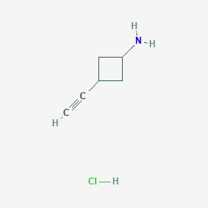 molecular formula C6H10ClN B2654301 Cyclobutanamine, 3-ethynyl-, hydrochloride (1:1) CAS No. 2378503-43-4