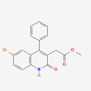 molecular formula C18H14BrNO3 B2654303 (6-Bromo-2-oxo-4-phenyl-1,2-dihydro-quinolin-3-yl)-acetic acid methyl ester CAS No. 333306-37-9