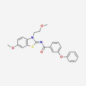 molecular formula C24H22N2O4S B2654306 N-[6-甲氧基-3-(2-甲氧基乙基)-1,3-苯并噻唑-2-亚甲基]-3-苯氧基苯甲酰胺 CAS No. 865161-63-3