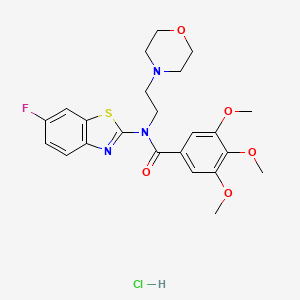 molecular formula C23H27ClFN3O5S B2654310 盐酸 N-(6-氟苯并[d]噻唑-2-基)-3,4,5-三甲氧基-N-(2-吗啉乙基)苯甲酰胺 CAS No. 1216903-57-9