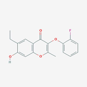 molecular formula C18H15FO4 B2654318 6-Ethyl-3-(2-fluoro-phenoxy)-7-hydroxy-2-methyl-chromen-4-one CAS No. 328018-97-9