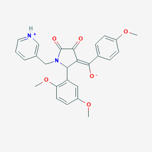 molecular formula C26H24N2O6 B265432 (E)-[2-(2,5-dimethoxyphenyl)-4,5-dioxo-1-(pyridinium-3-ylmethyl)pyrrolidin-3-ylidene](4-methoxyphenyl)methanolate 