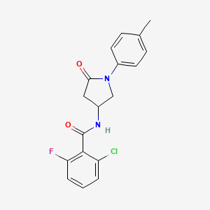 molecular formula C18H16ClFN2O2 B2654320 2-chloro-6-fluoro-N-(5-oxo-1-(p-tolyl)pyrrolidin-3-yl)benzamide CAS No. 896365-93-8