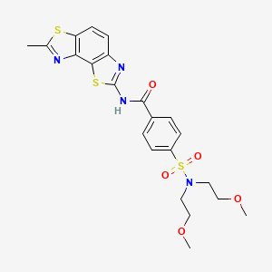 molecular formula C22H24N4O5S3 B2654322 4-[bis(2-methoxyethyl)sulfamoyl]-N-(7-methyl-[1,3]thiazolo[5,4-e][1,3]benzothiazol-2-yl)benzamide CAS No. 361171-27-9