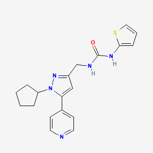 molecular formula C19H21N5OS B2654328 1-((1-cyclopentyl-5-(pyridin-4-yl)-1H-pyrazol-3-yl)methyl)-3-(thiophen-2-yl)urea CAS No. 1421513-69-0
