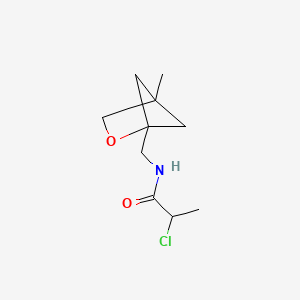 molecular formula C10H16ClNO2 B2654330 2-Chloro-N-[(4-methyl-2-oxabicyclo[2.1.1]hexan-1-yl)methyl]propanamide CAS No. 2301416-41-9