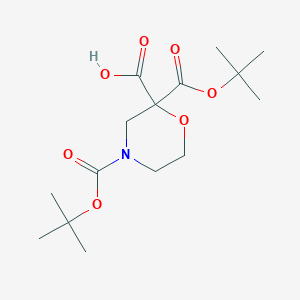 molecular formula C15H25NO7 B2654331 2,4-Bis(tert-butoxycarbonyl)morpholine-2-carboxylic acid CAS No. 2138182-03-1