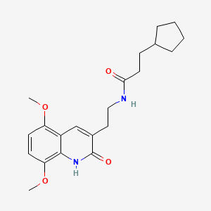 3-cyclopentyl-N-(2-(5,8-dimethoxy-2-oxo-1,2-dihydroquinolin-3-yl)ethyl)propanamide