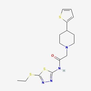 molecular formula C15H20N4OS3 B2654341 N-(5-(ethylthio)-1,3,4-thiadiazol-2-yl)-2-(4-(thiophen-2-yl)piperidin-1-yl)acetamide CAS No. 1396845-65-0