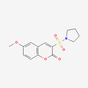 molecular formula C14H15NO5S B2654342 6-甲氧基-3-(吡咯烷-1-基磺酰基)-2H-色满-2-酮 CAS No. 950279-95-5