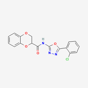 molecular formula C17H12ClN3O4 B2654345 N-(5-(2-chlorophenyl)-1,3,4-oxadiazol-2-yl)-2,3-dihydrobenzo[b][1,4]dioxine-2-carboxamide CAS No. 865249-68-9