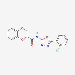 molecular formula C17H12ClN3O4 B2654345 N-(5-(2-氯苯基)-1,3,4-恶二唑-2-基)-2,3-二氢苯并[b][1,4]二噁英-2-甲酰胺 CAS No. 865249-68-9