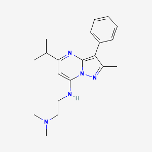 molecular formula C20H27N5 B2654353 N,N-二甲基-N'-[2-甲基-3-苯基-5-(丙烷-2-基)吡唑并[1,5-a]嘧啶-7-基]乙烷-1,2-二胺 CAS No. 899411-13-3