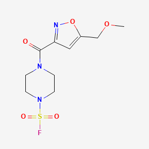 molecular formula C10H14FN3O5S B2654356 4-[5-(Methoxymethyl)-1,2-oxazole-3-carbonyl]piperazine-1-sulfonyl fluoride CAS No. 2411243-23-5